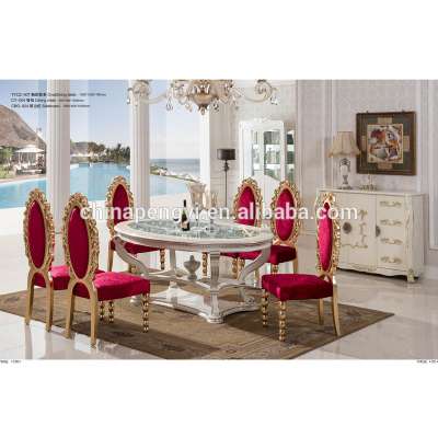 2017New Dining Room Furniture Golden Stainless steel DiningLluxury Table And Chairs Sets